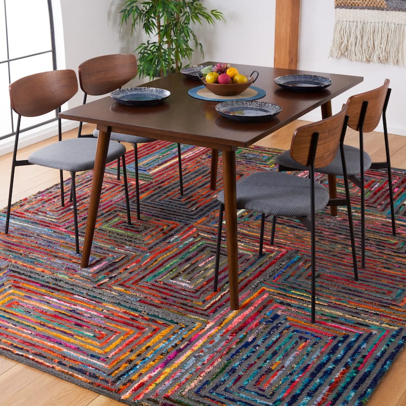 SAFAVIEH Handmade Nantucket Marieka Contemporary Cotton Rug - 9' x 12' - Charcoal
