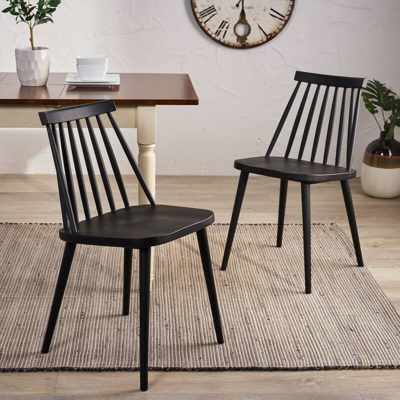 Country Set of 2 Dining Chairs with Hollow Slat Back Spindle Back for Kitchen Dining Room Living Room and Balcony