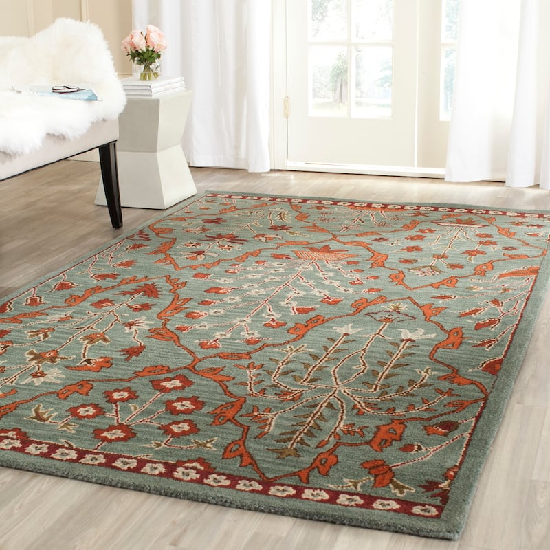SAFAVIEH Handmade Wyndham Iori Modern Wool Rug - 5' x 8' - Blue/Rust