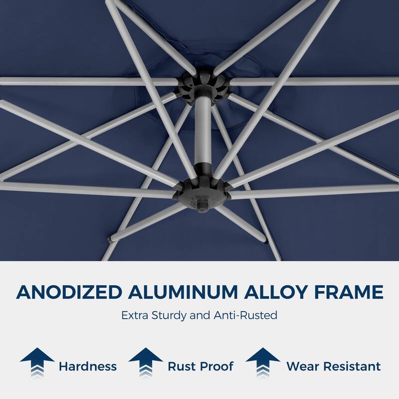 10ft Patio Umbrella, Outdoor Offset Cantilever Umbrella, Infinite Tilt, Crank and Cross Base for Garden, Swimming Pool Umbrella