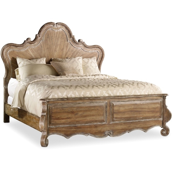 Hooker Furniture 5300-90266 King Solid Poplar Panel Bed Frame from the Chatelet Collection - Caramel Froth