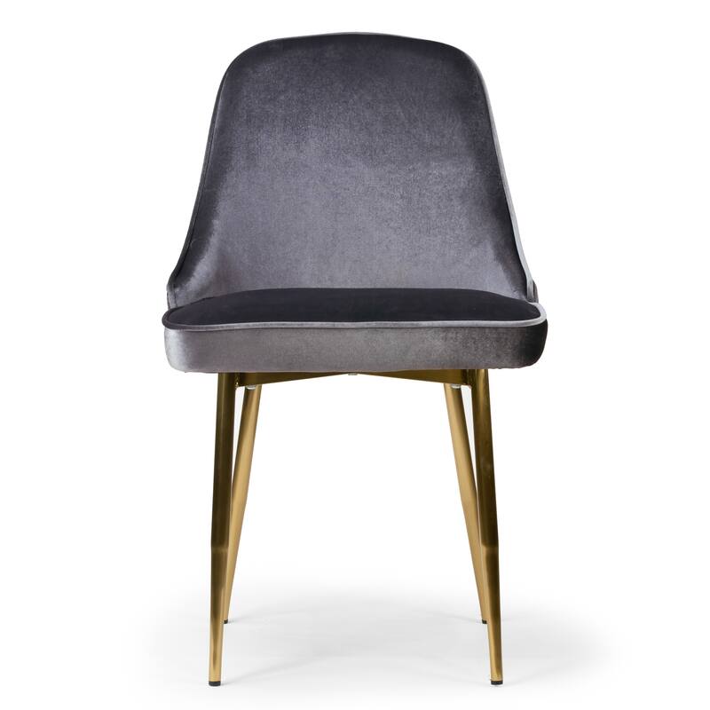 Set of 2 Alpha Sandy Brown Velvet Chair with Brushed Gold Steel Legs