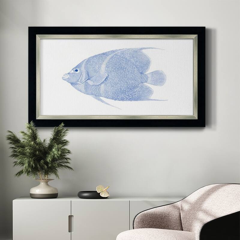 Blue & White Tropical Fish V Premium Framed Canvas- Ready to Hang