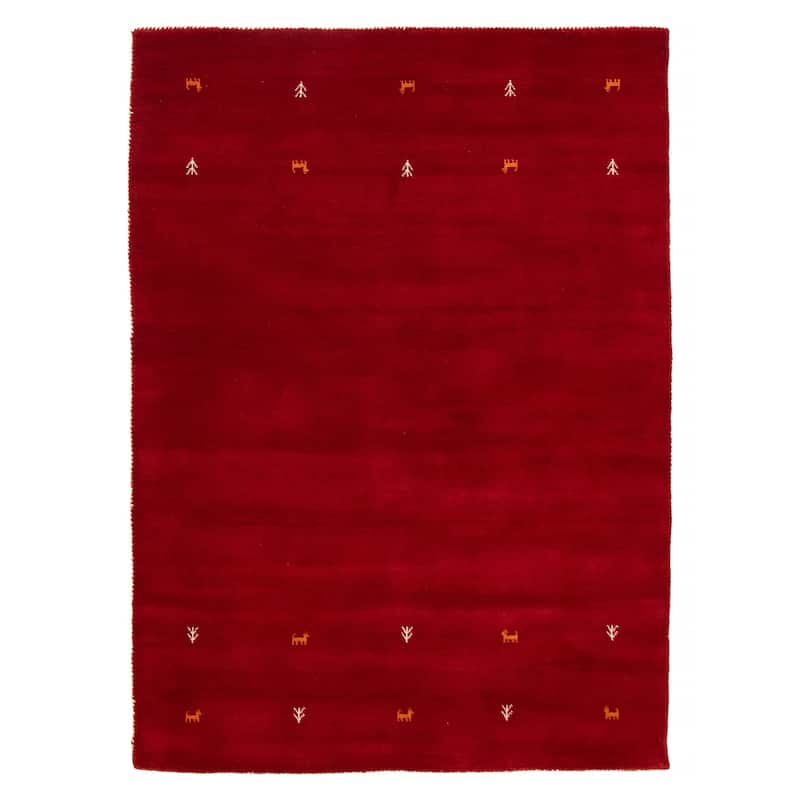 Kashkuli Gabbeh Red Rug 5'2" x 7'6" - 5'2 x 7'6 - Red - 5'2 x 7'6