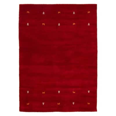 Kashkuli Gabbeh Red Rug 5'2" x 7'6" - 5'2 x 7'6