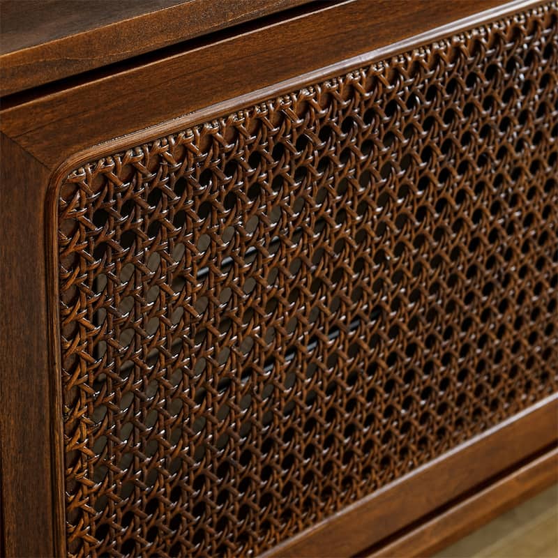 Mid Century Modern Rattan TV Stand,Entertainment Cabinet,Media Console