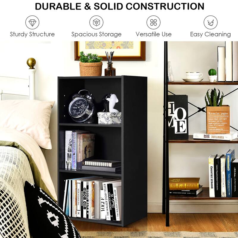 Gymax 2 PCS 3 Tier Open Shelf Bookcase Multi-functional Storage - See Details