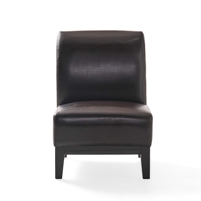Darcy Brown Leather Slipper Chair by Christopher Knight Home - 24.50" L x 34.25" W x 34.00" H