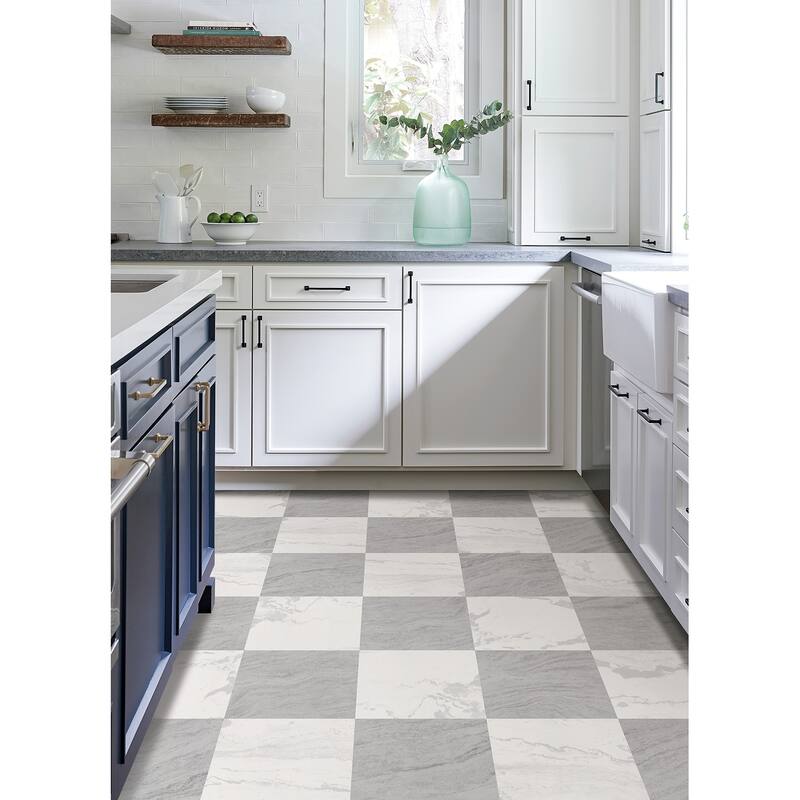 FloorPops Langley Grey Peel and Stick Floor Tiles