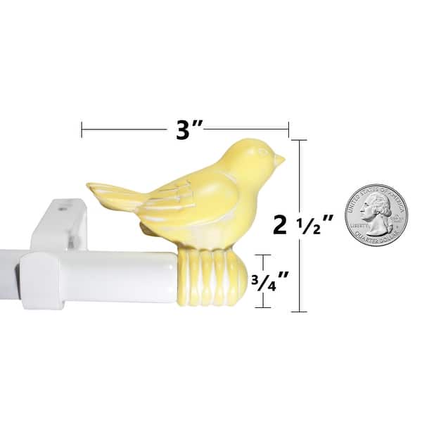 dimension image slide 2 of 11, Cute Bird Finial Adjustable Decorative Designer Curtain Rod