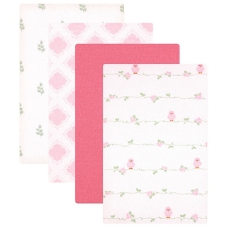 Luvable Friends Baby Girl Cotton Flannel Receiving Blankets, Bird 4-Pack, One Size - Bird 4-Pack - One Size