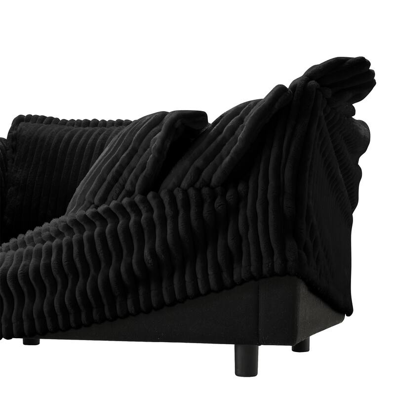 GDFStudio - Modern Corduroy Deep-Seat Slipcovered 2-Seater 83.4" Loveseat Sofa