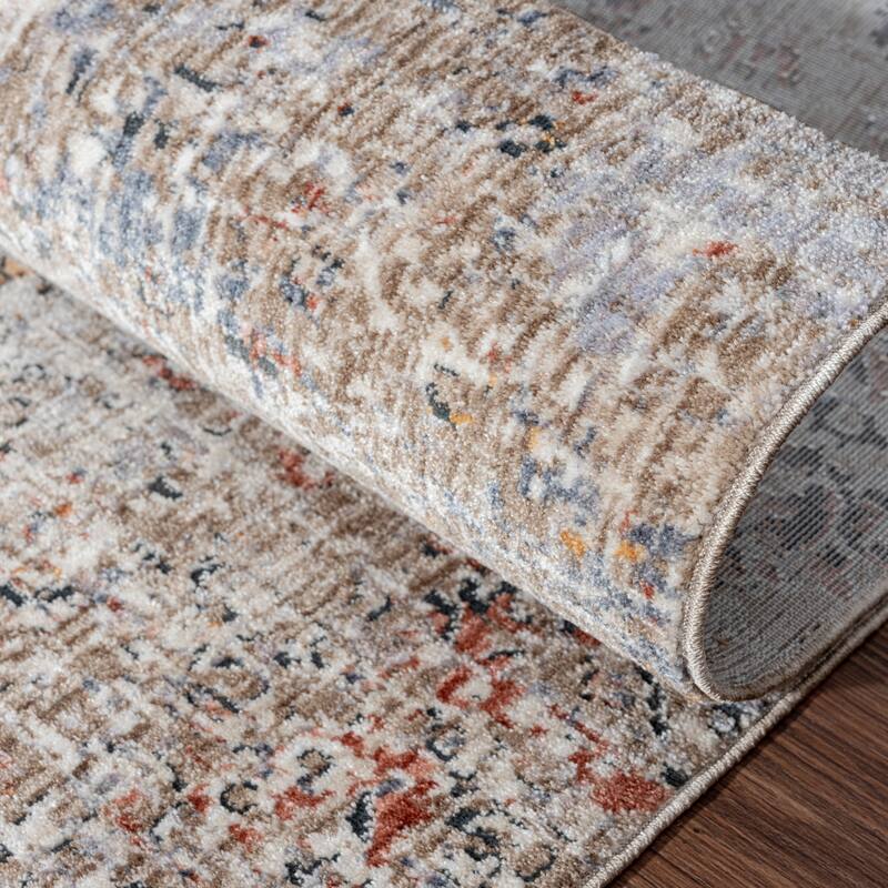 Earth Tones/Pewter Transitional Area Rug