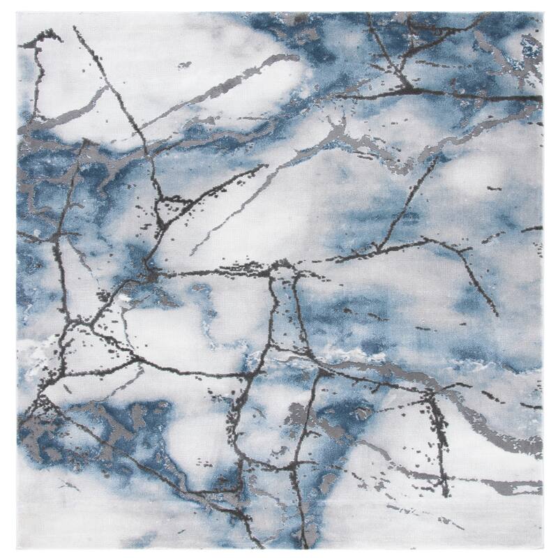 SAFAVIEH Craft Miyase Modern Abstract Rug - 9' Square - Grey/Blue