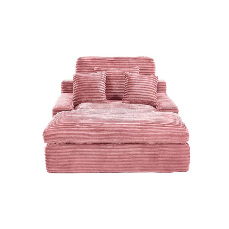 Modern Upholstered Chaise Lounge Sofa for Living Room Office, 75" Oversized Leisure Sofa 2 Seat Sleeper Couch with Pillows