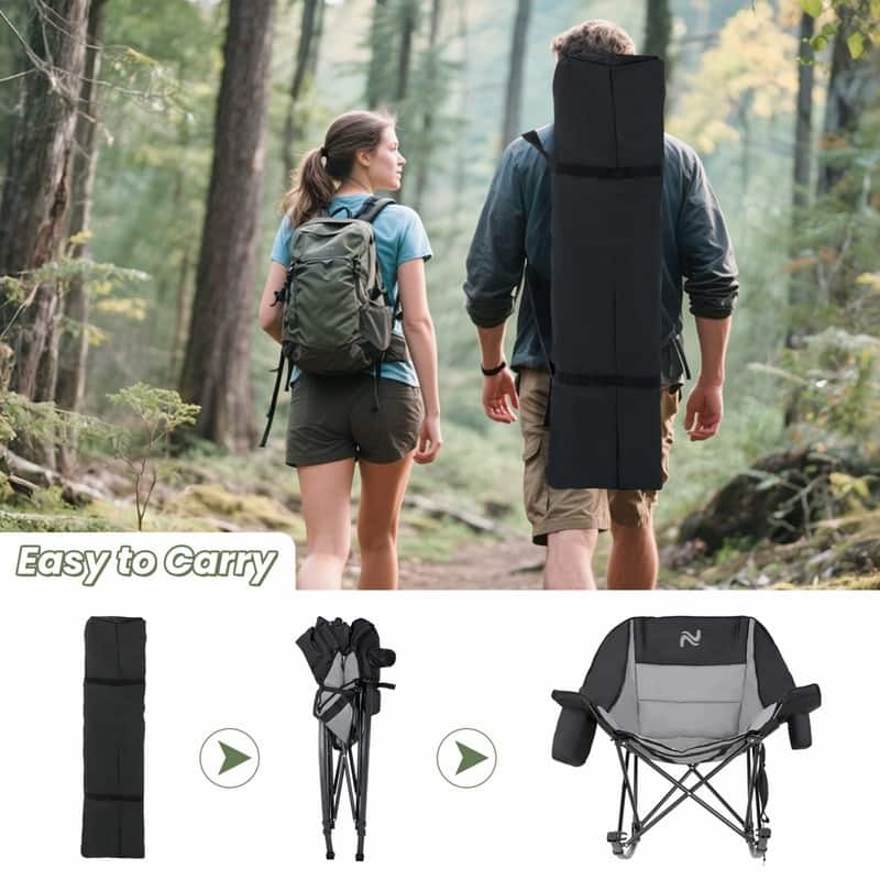 Oversized Rocking Camping Chair for Adults, Cup Holder, Carry Bag