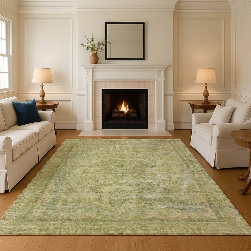 Premium Washable Super Soft Vintage Traditional Mayfield Rug - Cactus - 8' x 10'