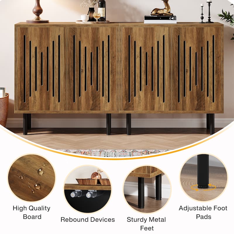 Sideboard Buffet Cabinet with Doors & Adjustable Shelves (Set of 2)