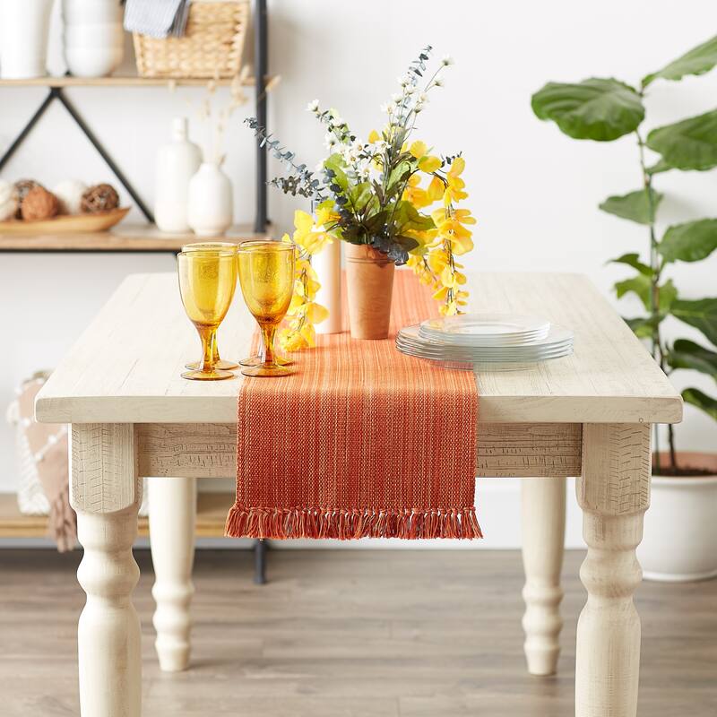 DII Variegated Taupe Fringe Table Runner 13x72