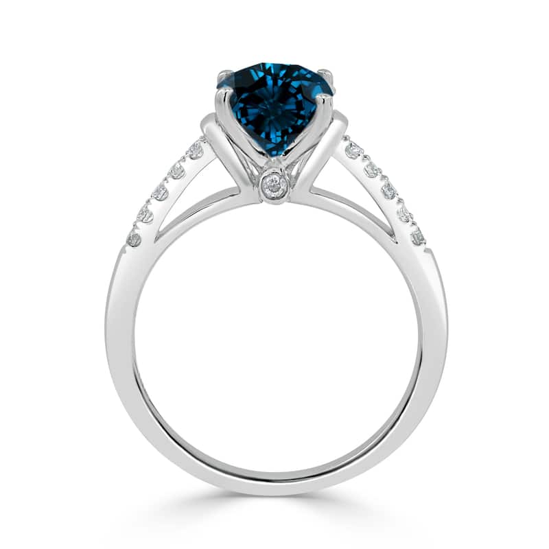 Auriya 2ct Fancy Oval London Blue Topaz and Diamond Engagement Ring 1/6ctw 14k Gold