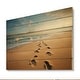 preview thumbnail 2 of 3, Designart "Beach Photo Footprints In V" Nautical & Beach Print on Natural Pine Wood