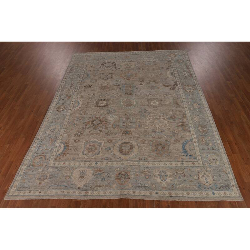 Oushak Turkish Area Rug Vegetable Dye Hand-Knotted Floral Wool Carpet - 8'1"x 10'1"