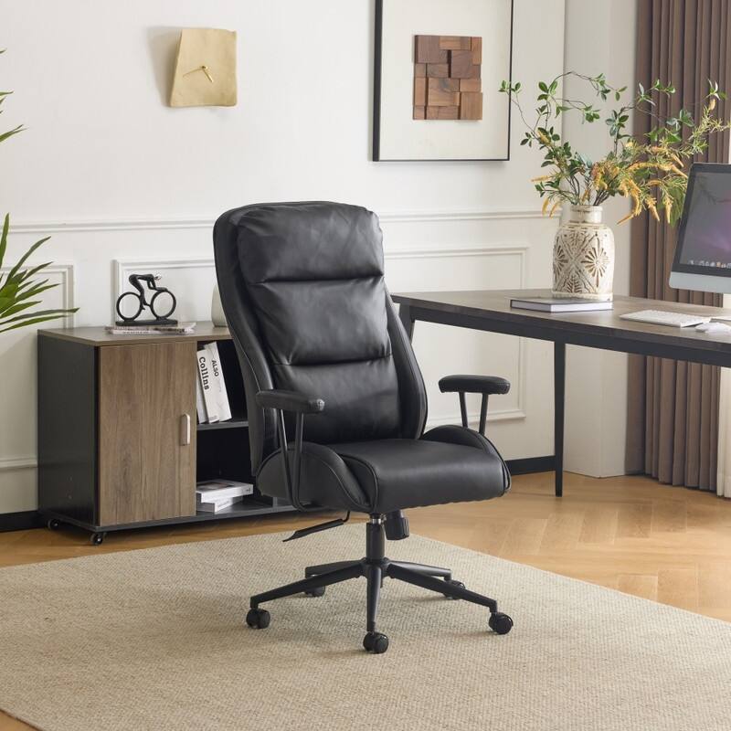 27.2 Inch High Back Adjustable Backrest Swivel Office Chair - Black