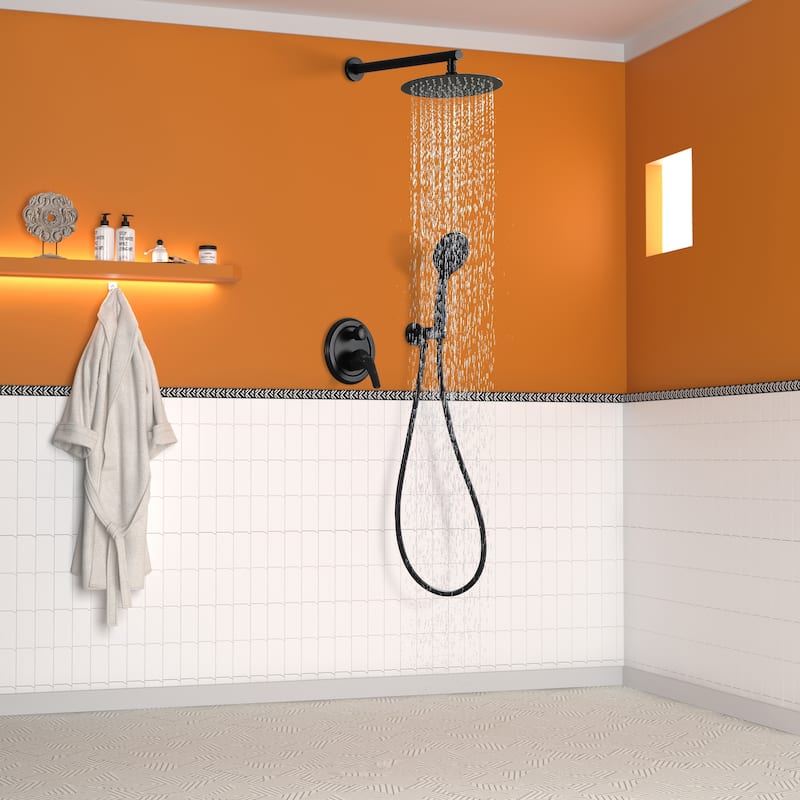 5-Spray Patterns with 9/10/12-in Wall Mount Dual Shower Heads