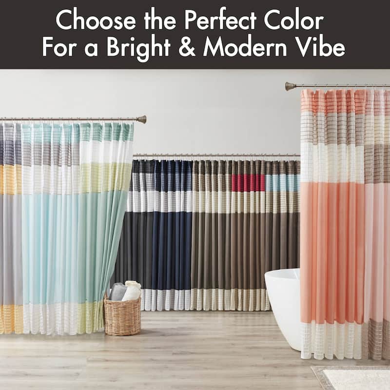 Madison Park Infinity Black Pieced Faux Silk Shower Curtain
