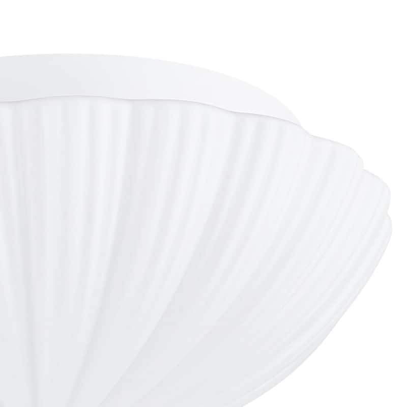 Dimmable LED White Flower Pleated Ribbed Glass Round Ceiling Light - 13.2 Inches