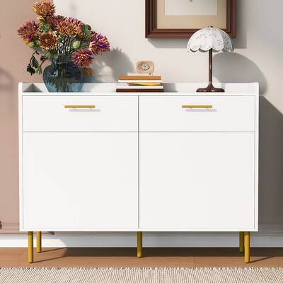Wooden Storage Cabinet with Drawers and Steel Legs