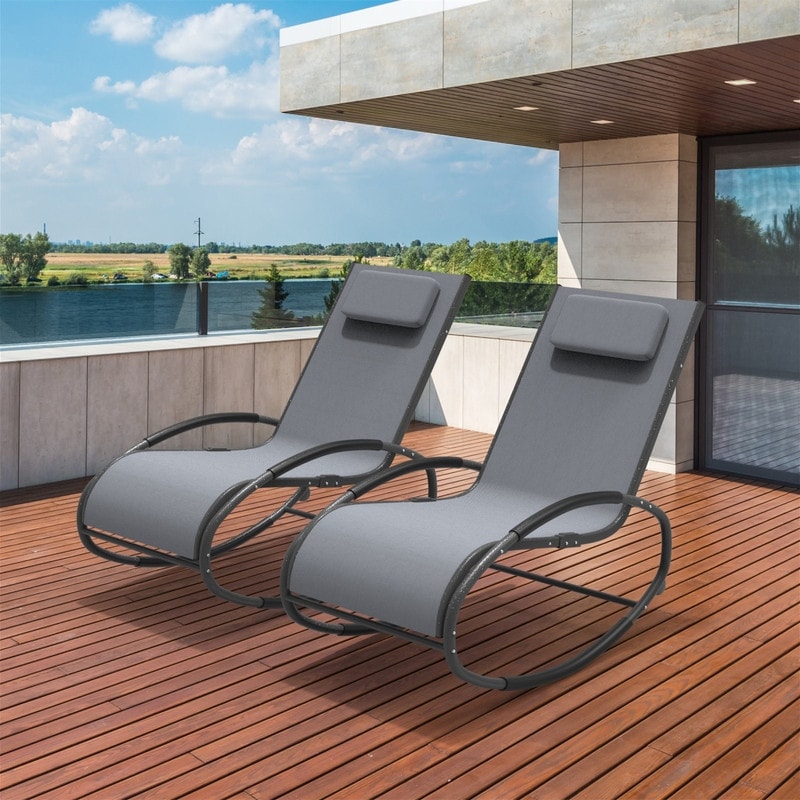2-Piece Patio Rocking Chair Set for Outdoor Relaxation-image