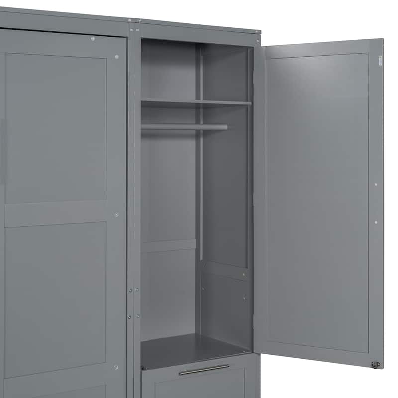 Queen Size Murphy Bed Wall Bed with Closet ,Drawers and Shelves