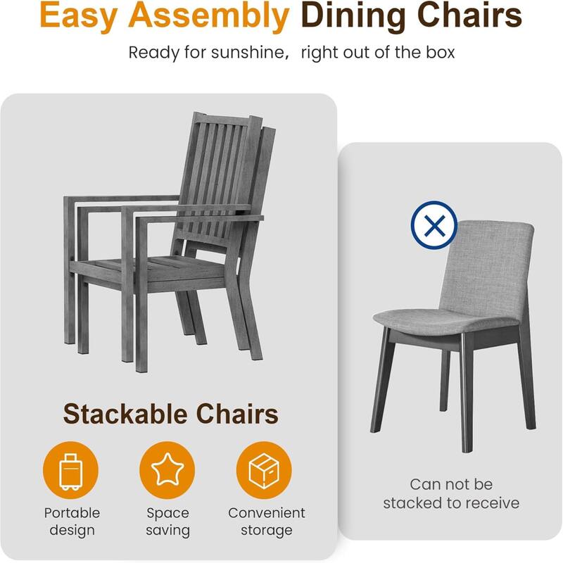 Set of 2 23" Aluminum Patio Dining Chairs with Thick Gray Cushions and Gray Frame