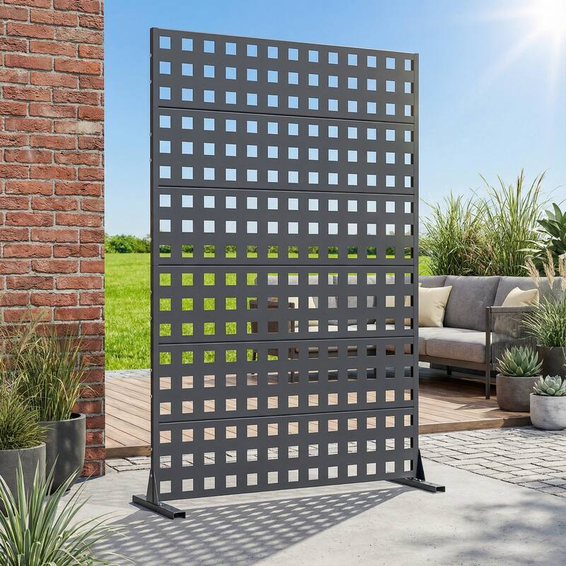 Outdoor Rectangle Privacy Screens Metal Screen Fence Panel - Dark Grey - 72"x47"