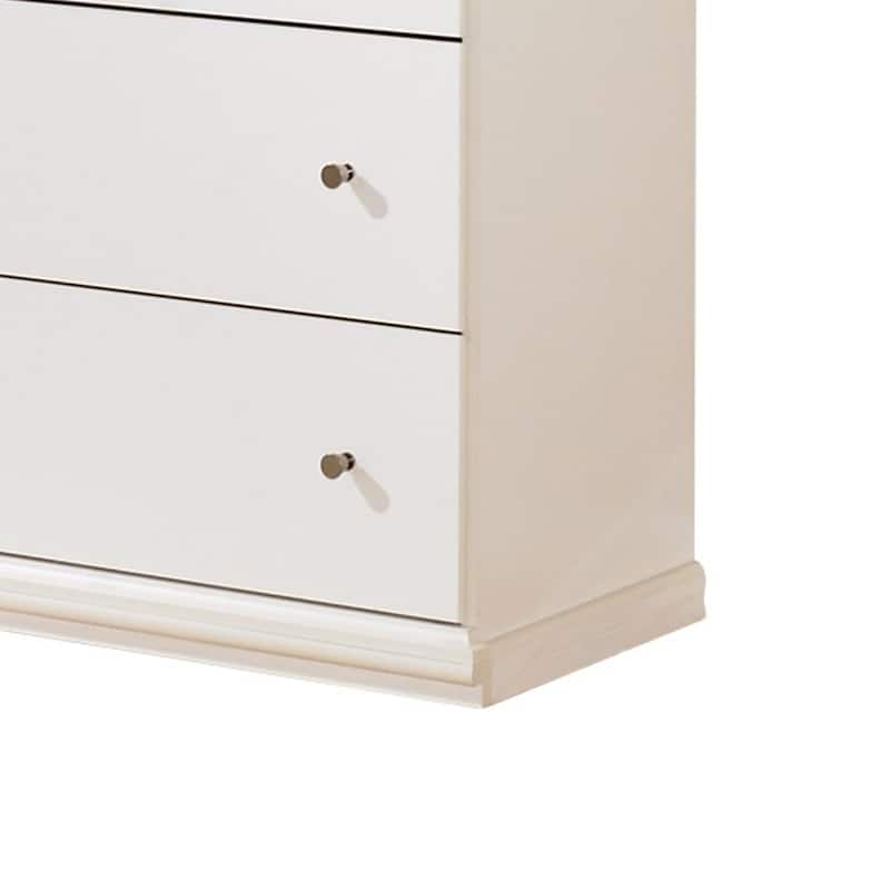 Twik Tall Dresser Chest, 5 Storage Drawers, White Molded Trim Details