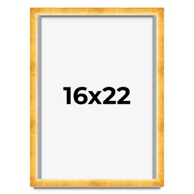16x22 Shadow Box Frame Gold | 1.625 Inches Deep Real Wood Traditional