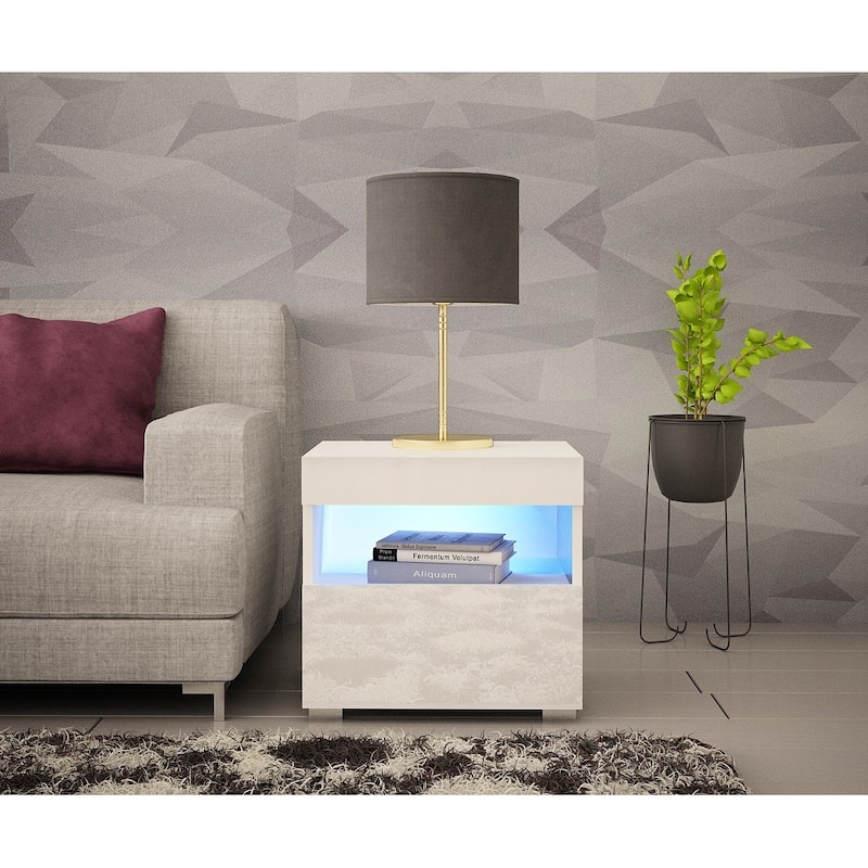 Strick & Bolton Cyrena High-gloss Nightstand with LED Lights