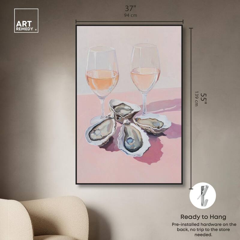 Oysters and Rose Wine Canvas by Art Remedy