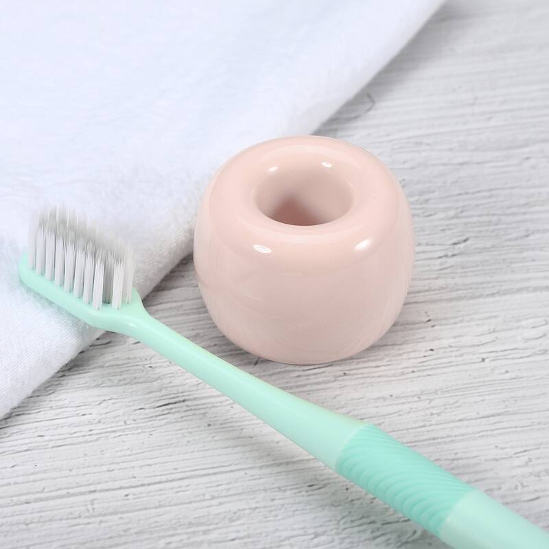 Toothbrush Holder, Round Mini Ceramic Toothbrush Holder Electric Toothbrush Holder, 1.65"x1.18", for Bathroom - Pink