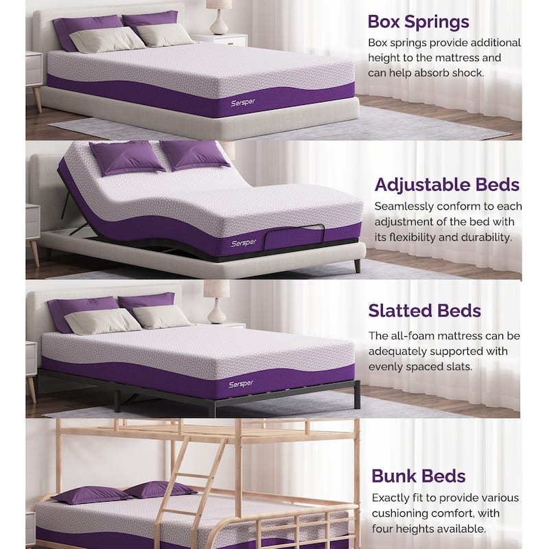 Sersper 10-inch Gel-Infused Memory Foam Mattress,Mideum Firmness,Suitable for Adjustable Bed
