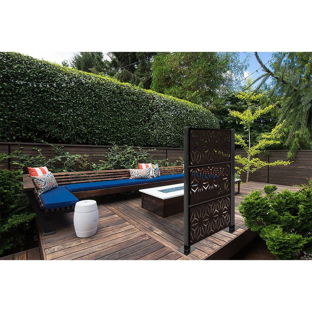 HighlanderHome Freestanding Modular Metal Privacy Screen, 4FtX 6Ft