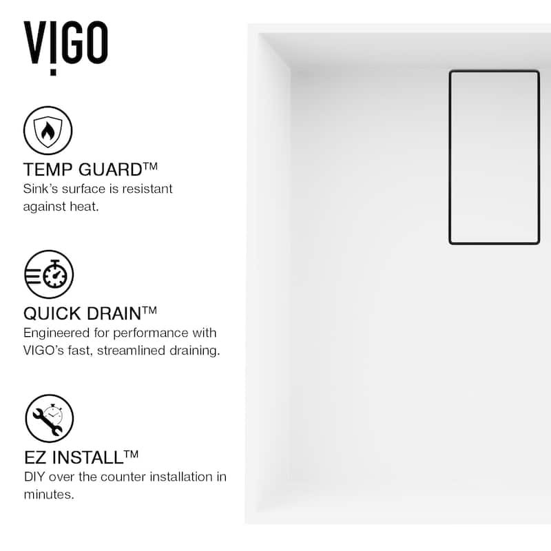 Vigo Bryant 15-1/8" Square Matte Stone Vessel Bathroom Sink