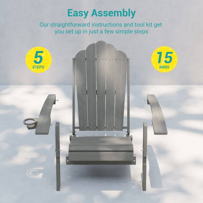 Folding HDPE Adirondack Chair with 3-Position Adjustable & Ottoman