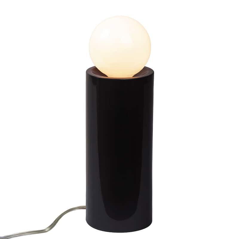 Ceramic Tall Pillar Table Lamp - Gloss Black