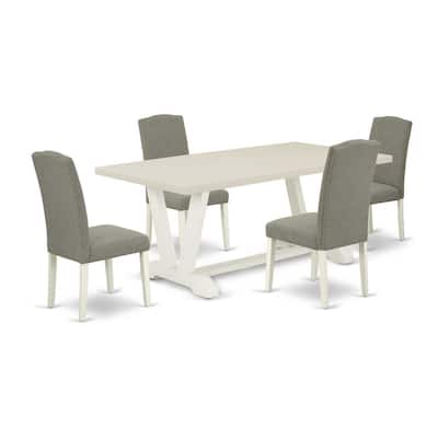 Gothic Glamour 5-Piece Kitchen Dinette Set - Dining Table with 4 Upholstered Chairs - 72