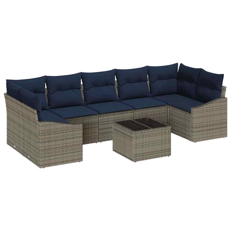 vidaXL 8 Piece Garden Sofa Set with Cushions - 113.8×48.6×27.2