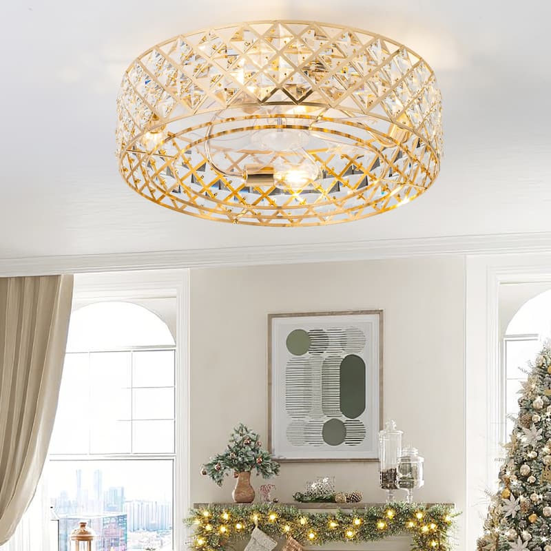 16.5"/19"/20" Vintage Distressed White Low Profile Ceiling Fan with Remote (7-Blade)