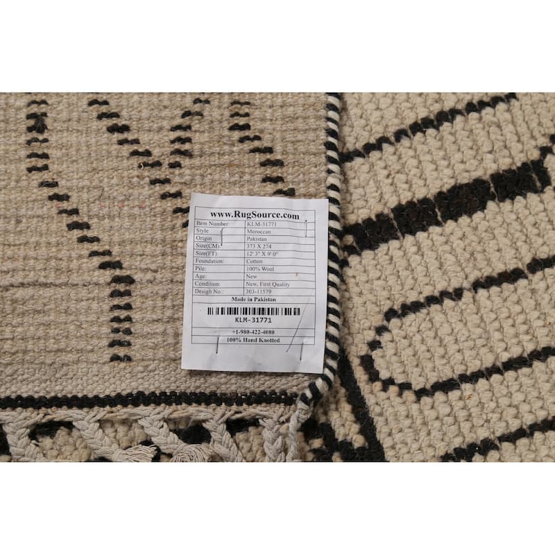 Trellis Moroccan Area Rug Handmade Living Room Wool Carpet - 9'0"x 12'3"