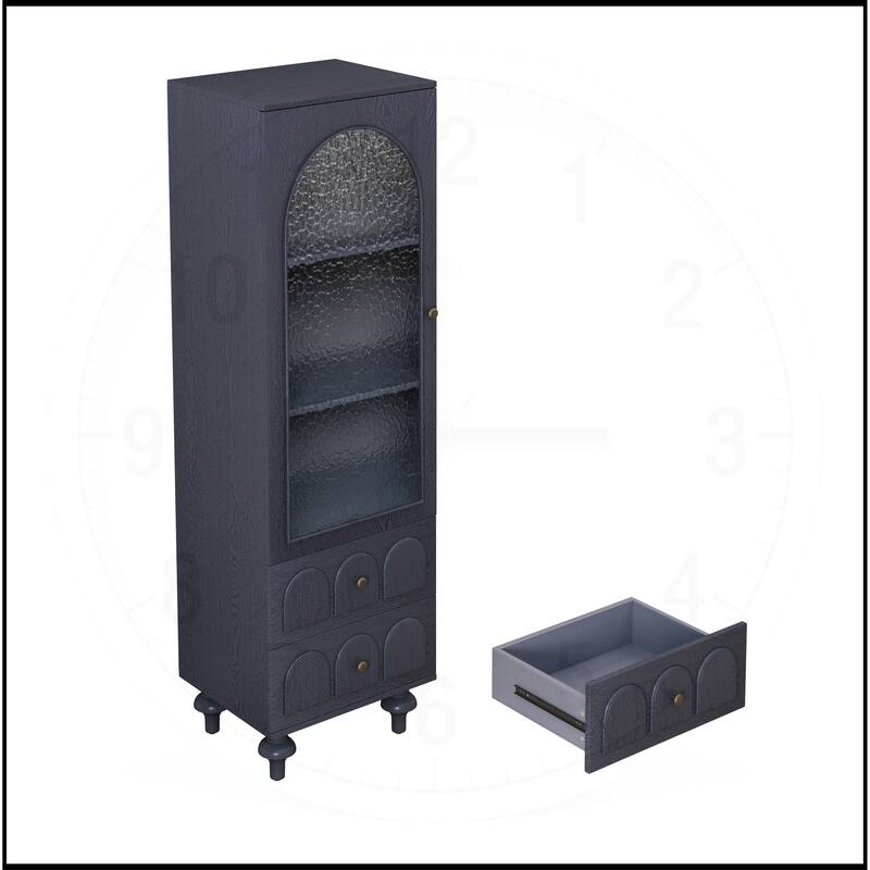 62.99" Tall Storage Display Cabinet with Tempered Glass Door